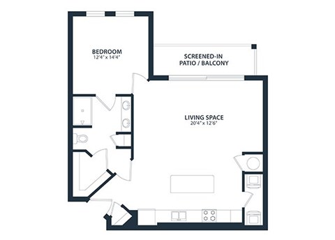 Floor plan for 1 bed, 1 bath, 856 sqft
